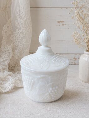 Milk Glass Collection Imperial 1950’s Covered Compote White Dish